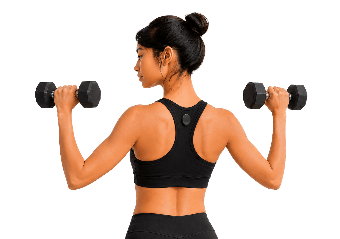 Woman working out wearing the Evolve device